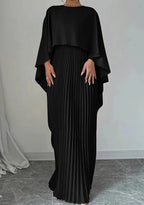 Vivienne | Women’s Cape-Overlay Pleated Maxi Formal Evening Dress