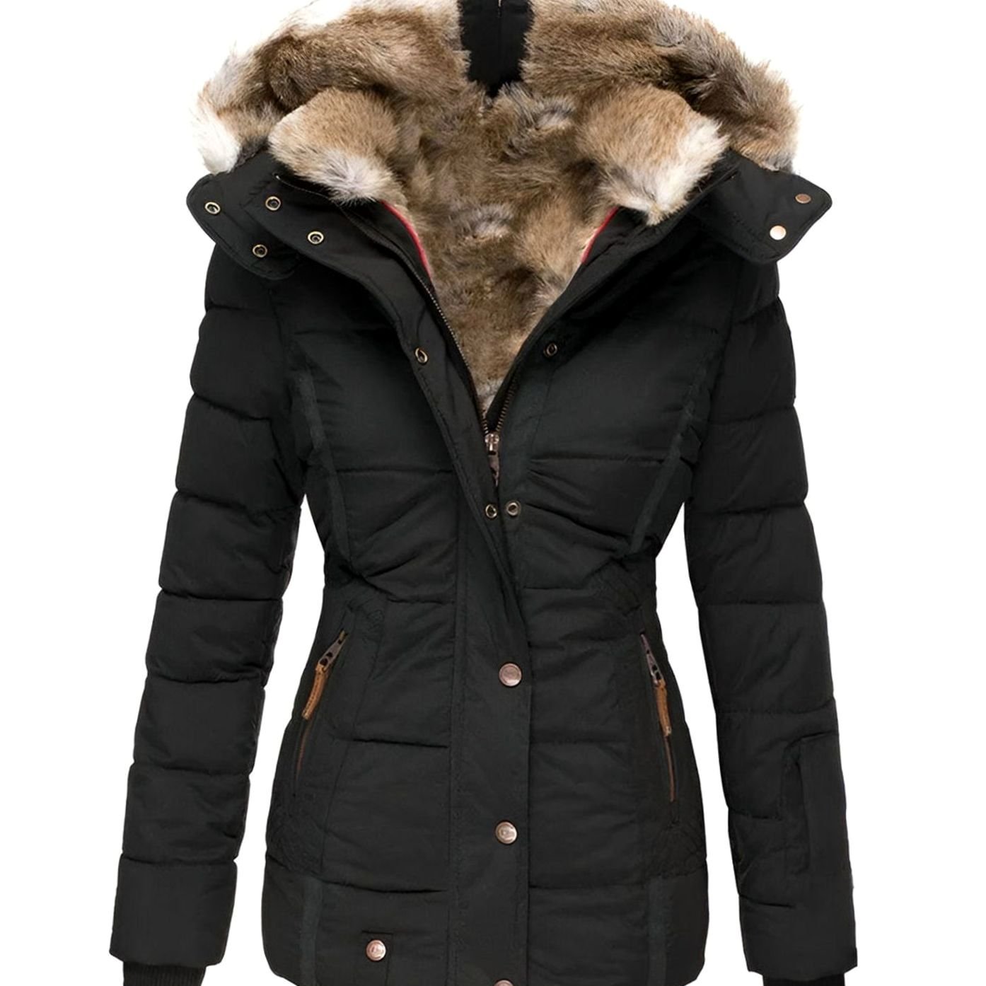 Kira | Women’s Faux-Fur Hooded Cinched-Waist Puffer Parka Jacket