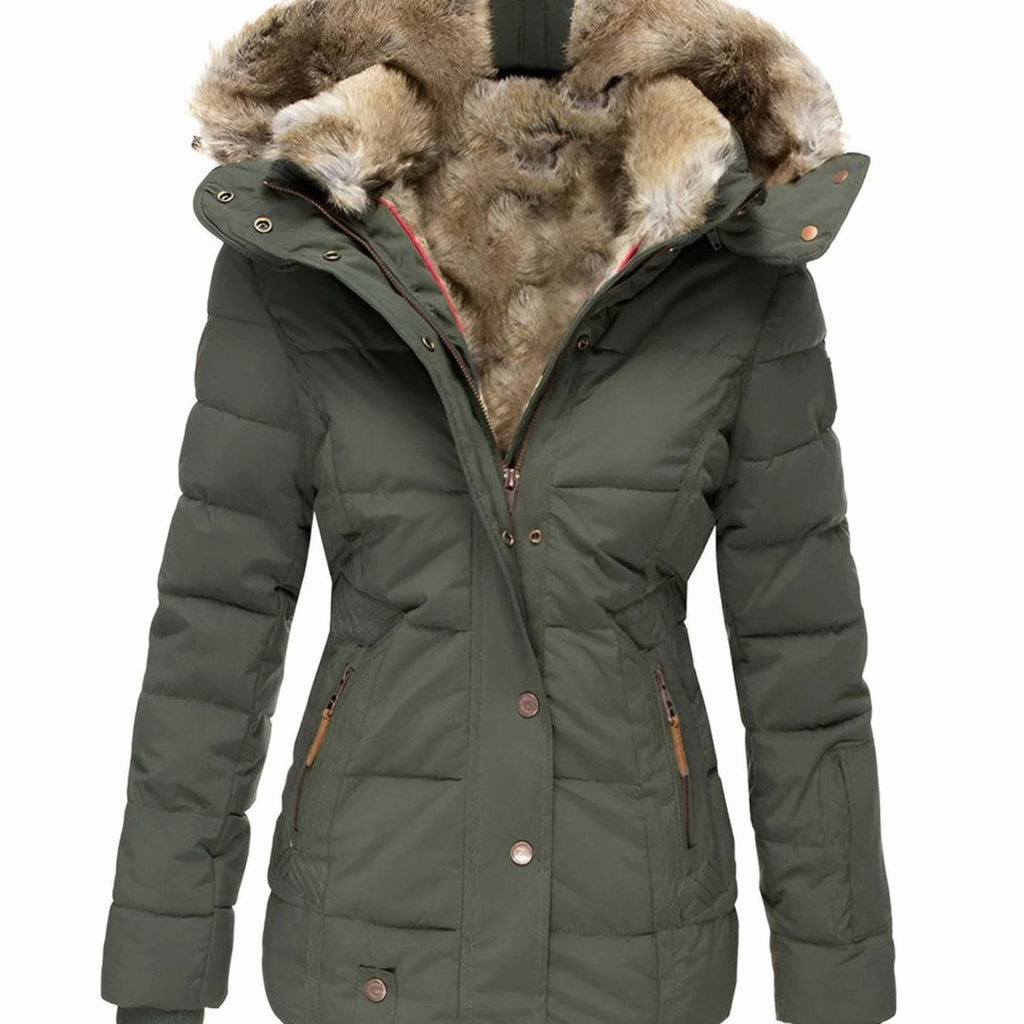 Kira | Women’s Faux-Fur Hooded Cinched-Waist Puffer Parka Jacket