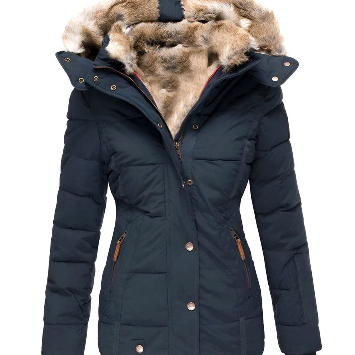 Kira | Women’s Faux-Fur Hooded Cinched-Waist Puffer Parka Jacket