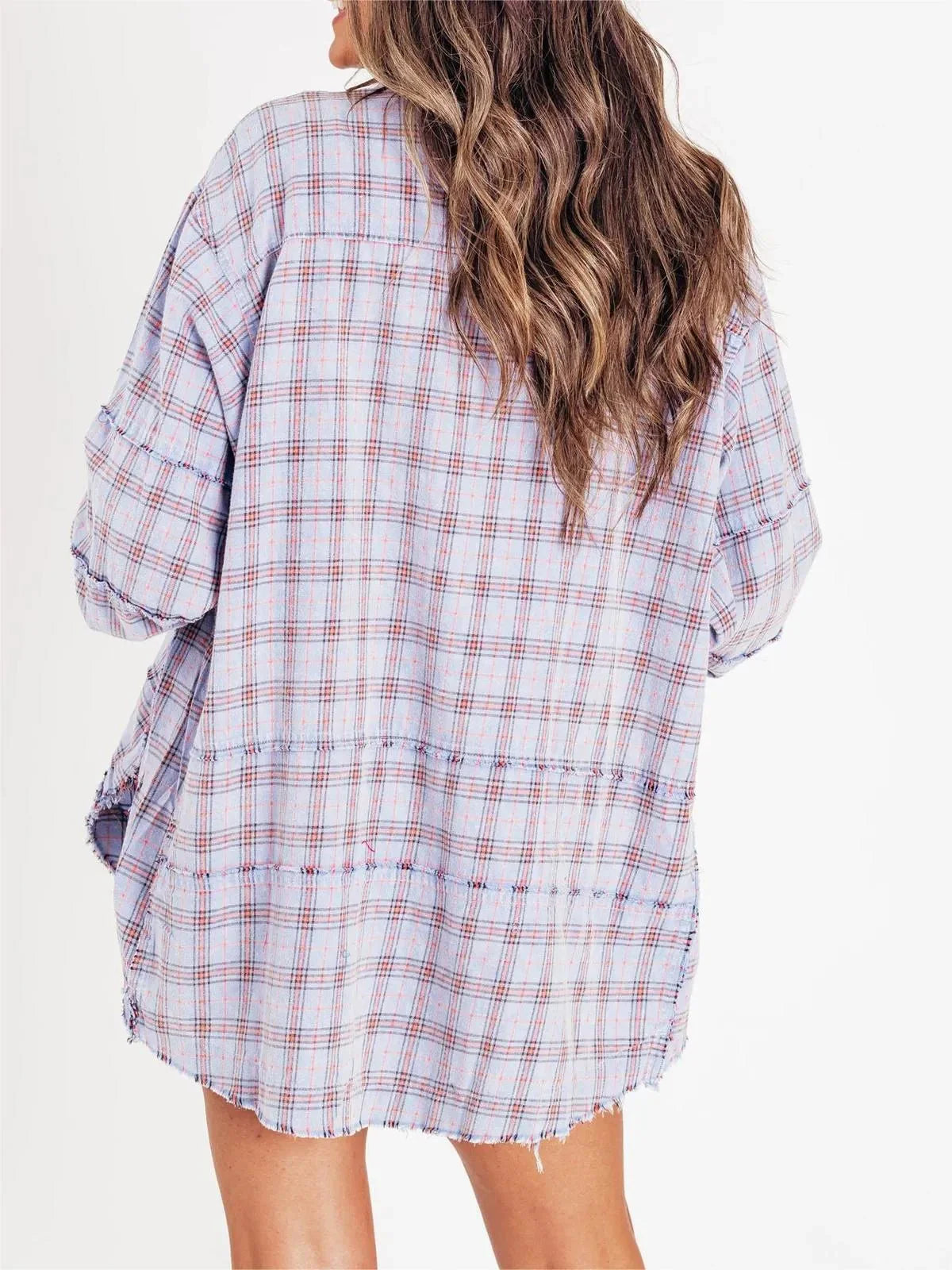 Shirley | Women's Raw Edge Oversized Shirt - Jacket With Pockets