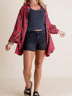 Shirley | Women's Raw Edge Oversized Shirt - Jacket With Pockets