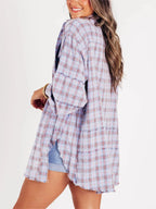 Shirley | Women's Raw Edge Oversized Shirt - Jacket With Pockets