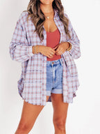 Shirley | Women's Raw Edge Oversized Shirt - Jacket With Pockets