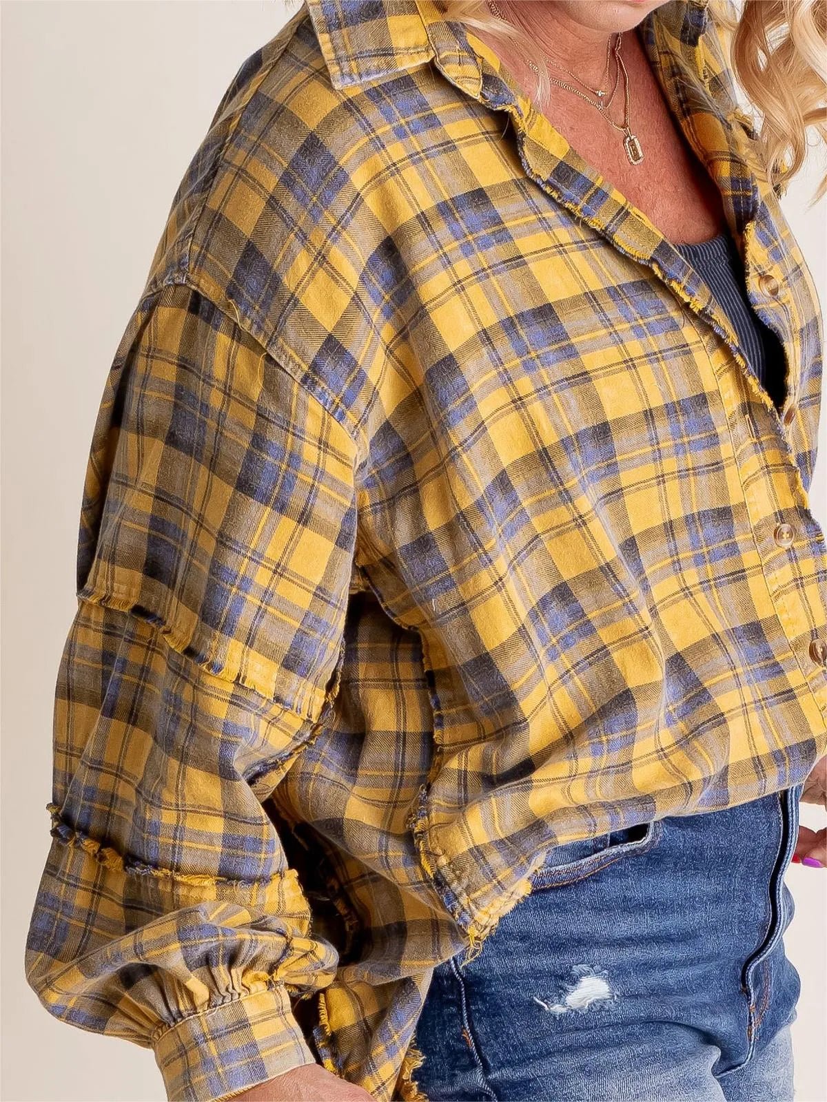 Shirley | Women's Raw Edge Oversized Shirt - Jacket With Pockets
