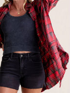 Shirley | Women's Raw Edge Oversized Shirt - Jacket With Pockets