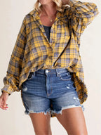 Shirley | Women's Raw Edge Oversized Shirt - Jacket With Pockets