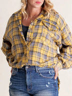 Shirley | Women's Raw Edge Oversized Shirt - Jacket With Pockets