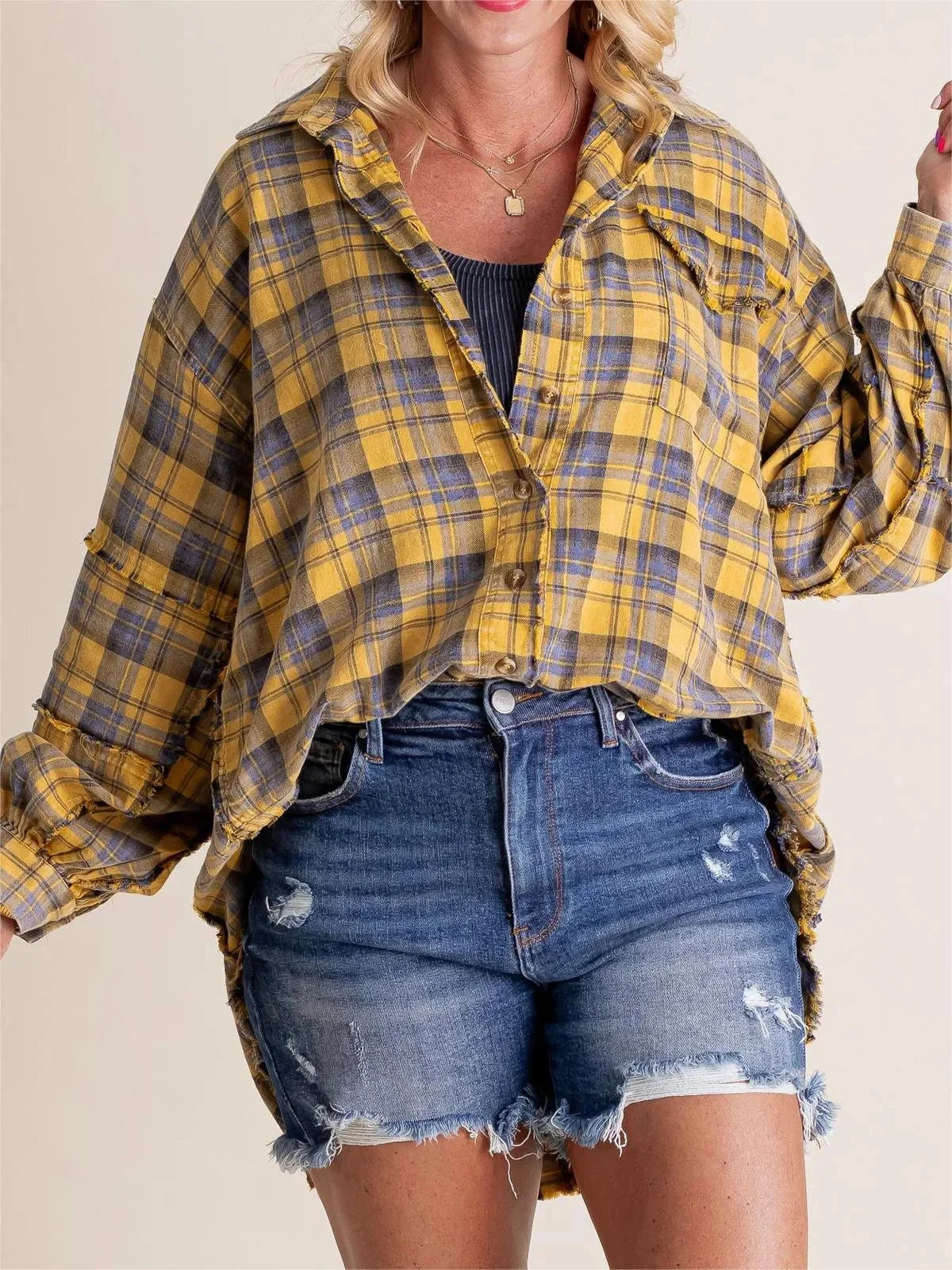 Shirley | Women's Raw Edge Oversized Shirt - Jacket With Pockets