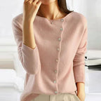 Colette | Women’s Asymmetrical Button Fine-Knit Sweater