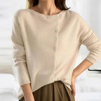 Colette | Women’s Asymmetrical Button Fine-Knit Sweater