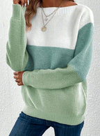 Maya | Women’s Color-Block Ribbed Drop-Shoulder Sweater