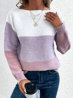 Maya | Women’s Color-Block Ribbed Drop-Shoulder Sweater