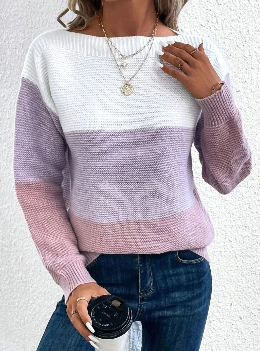 Maya | Women’s Color-Block Ribbed Drop-Shoulder Sweater