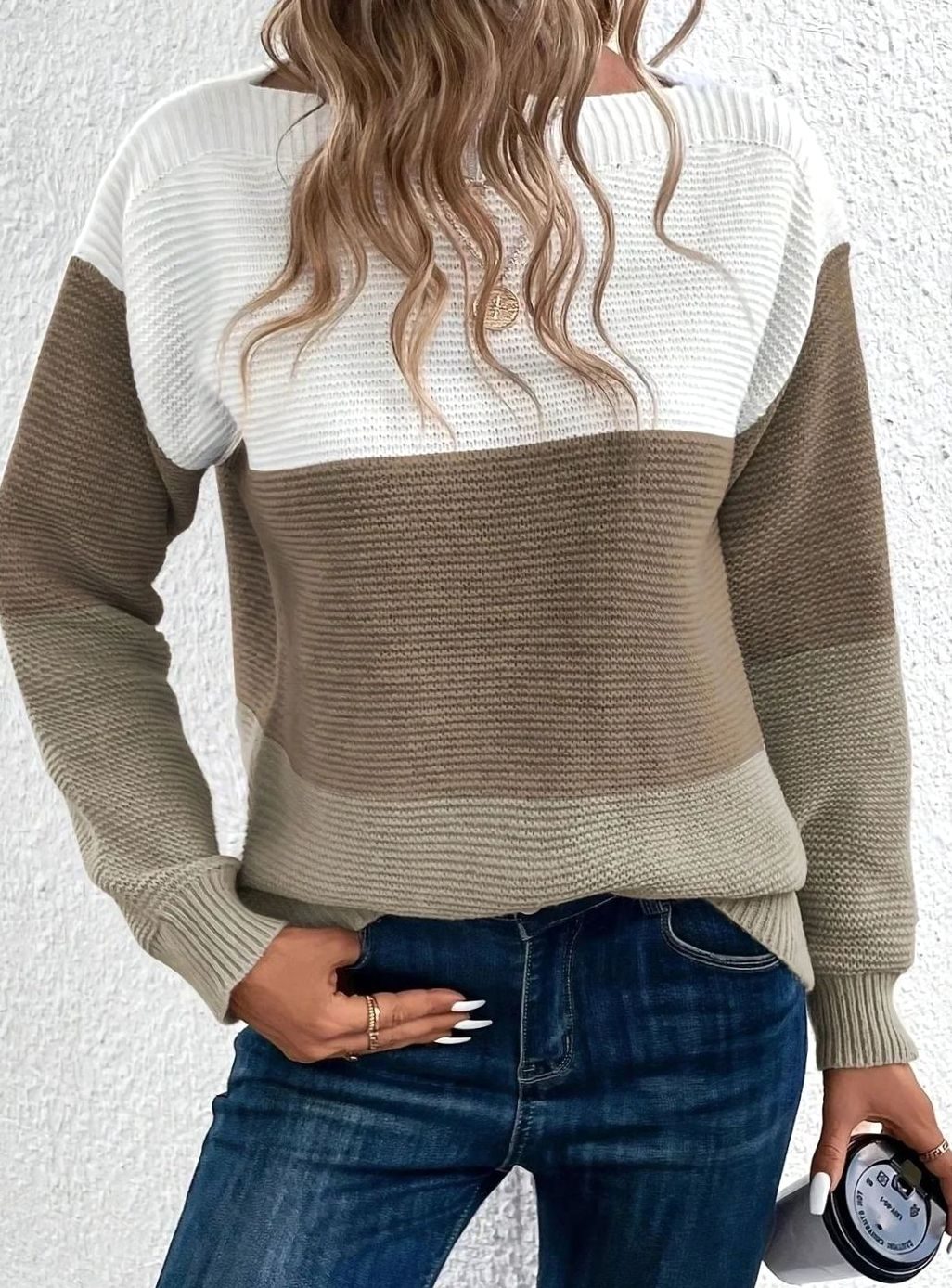 Maya | Women’s Color-Block Ribbed Drop-Shoulder Sweater