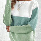 Maya | Women’s Color-Block Ribbed Drop-Shoulder Sweater