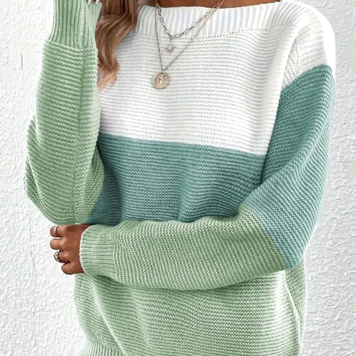 Maya | Women’s Color-Block Ribbed Drop-Shoulder Sweater