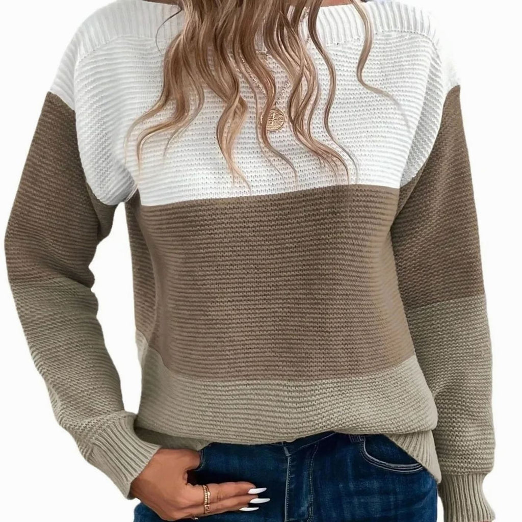 Maya | Women’s Color-Block Ribbed Drop-Shoulder Sweater