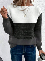 Maya | Women’s Color-Block Ribbed Drop-Shoulder Sweater