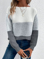 Maya | Women’s Color-Block Ribbed Drop-Shoulder Sweater