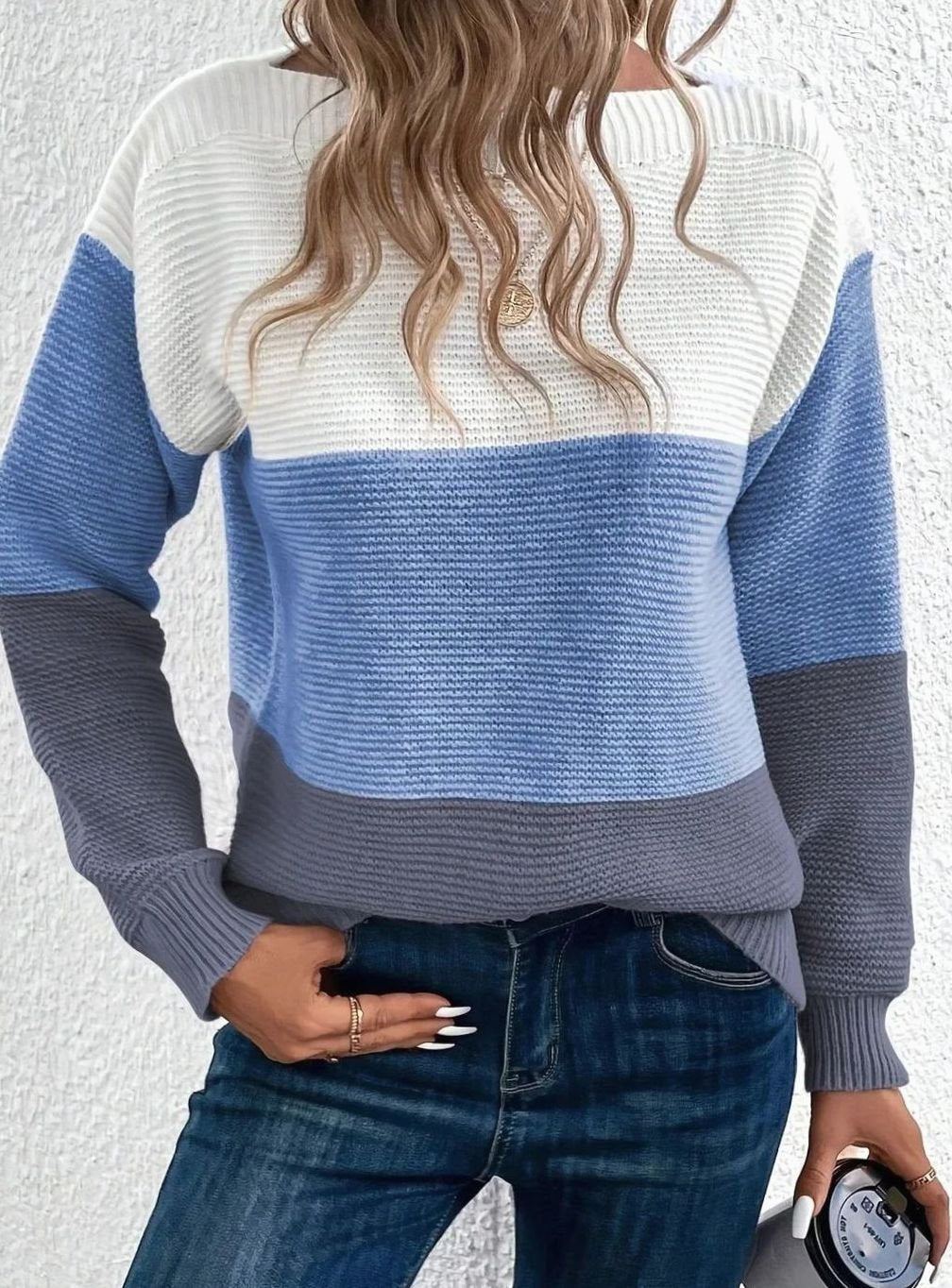 Maya | Women’s Color-Block Ribbed Drop-Shoulder Sweater