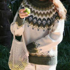 Maya | Women’s Fair-Isle Geometric Yoke Crewneck Sweater