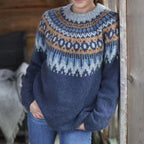 Maya | Women’s Fair-Isle Geometric Yoke Crewneck Sweater