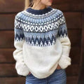 Maya | Women’s Fair-Isle Geometric Yoke Crewneck Sweater