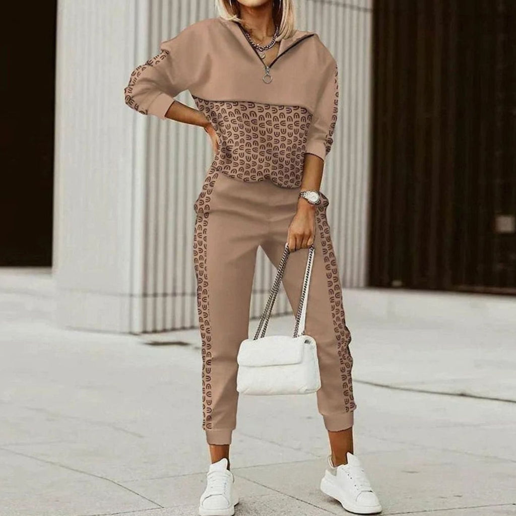 Chloe | Women’s Half-Zip Pattern-Block Pullover & Jogger Set