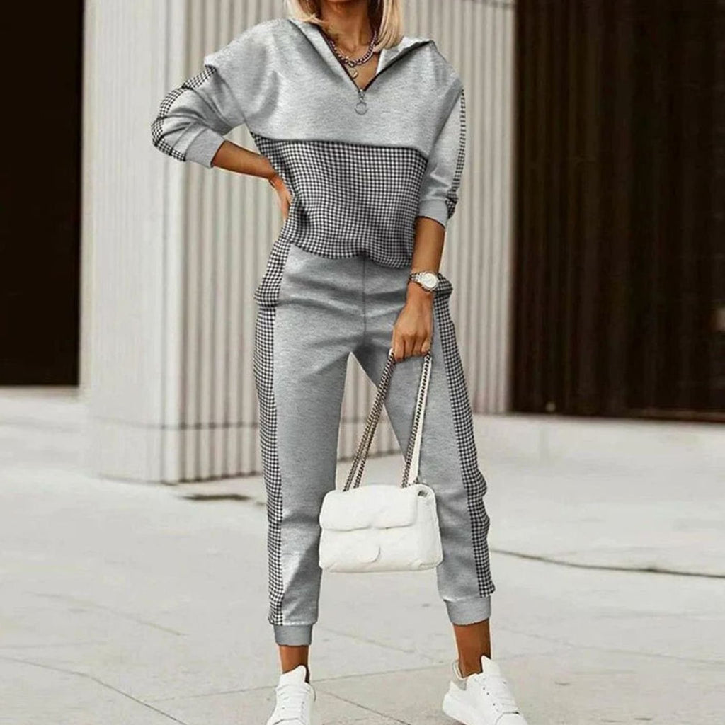 Chloe | Women’s Half-Zip Pattern-Block Pullover & Jogger Set