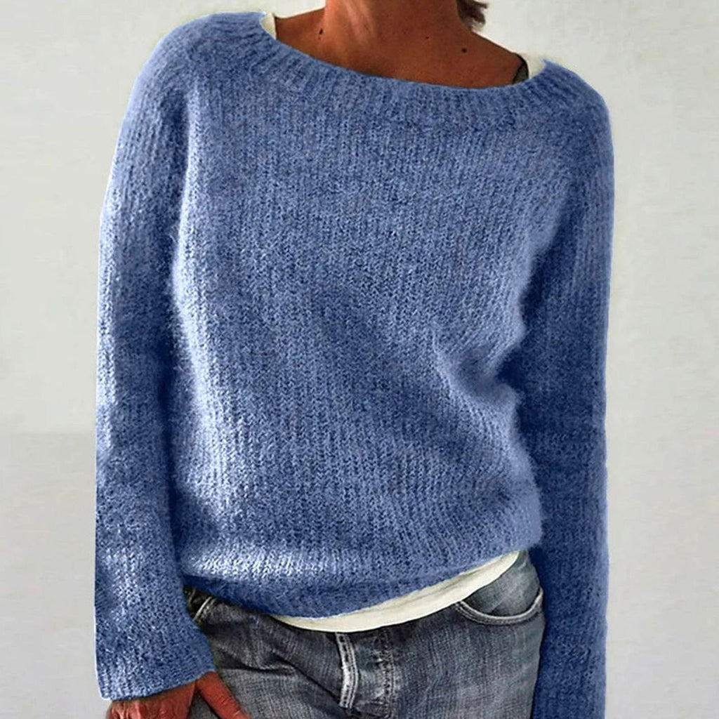 Isla | Women’s Boat-Neck Fuzzy Brushed-Knit Pullover Sweater