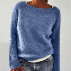 Isla | Women’s Boat-Neck Fuzzy Brushed-Knit Pullover Sweater