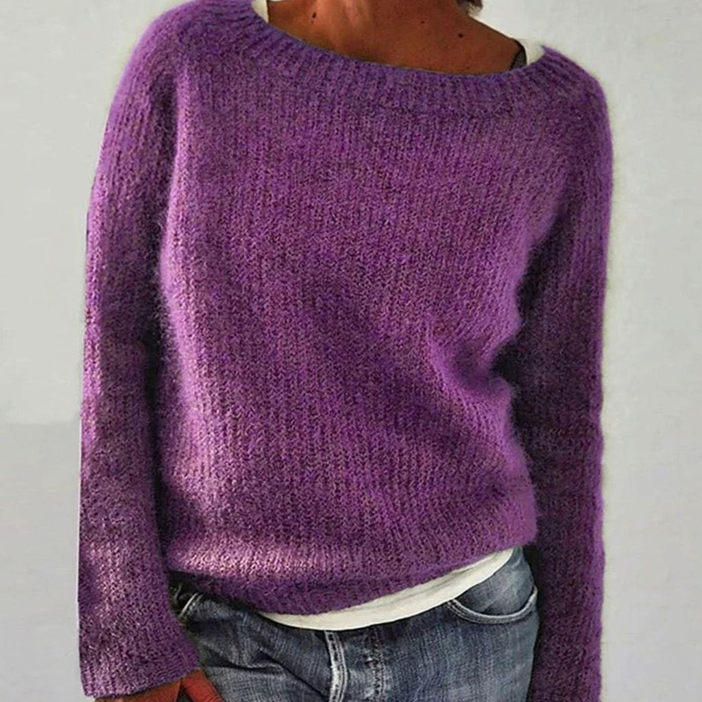 Isla | Women’s Boat-Neck Fuzzy Brushed-Knit Pullover Sweater