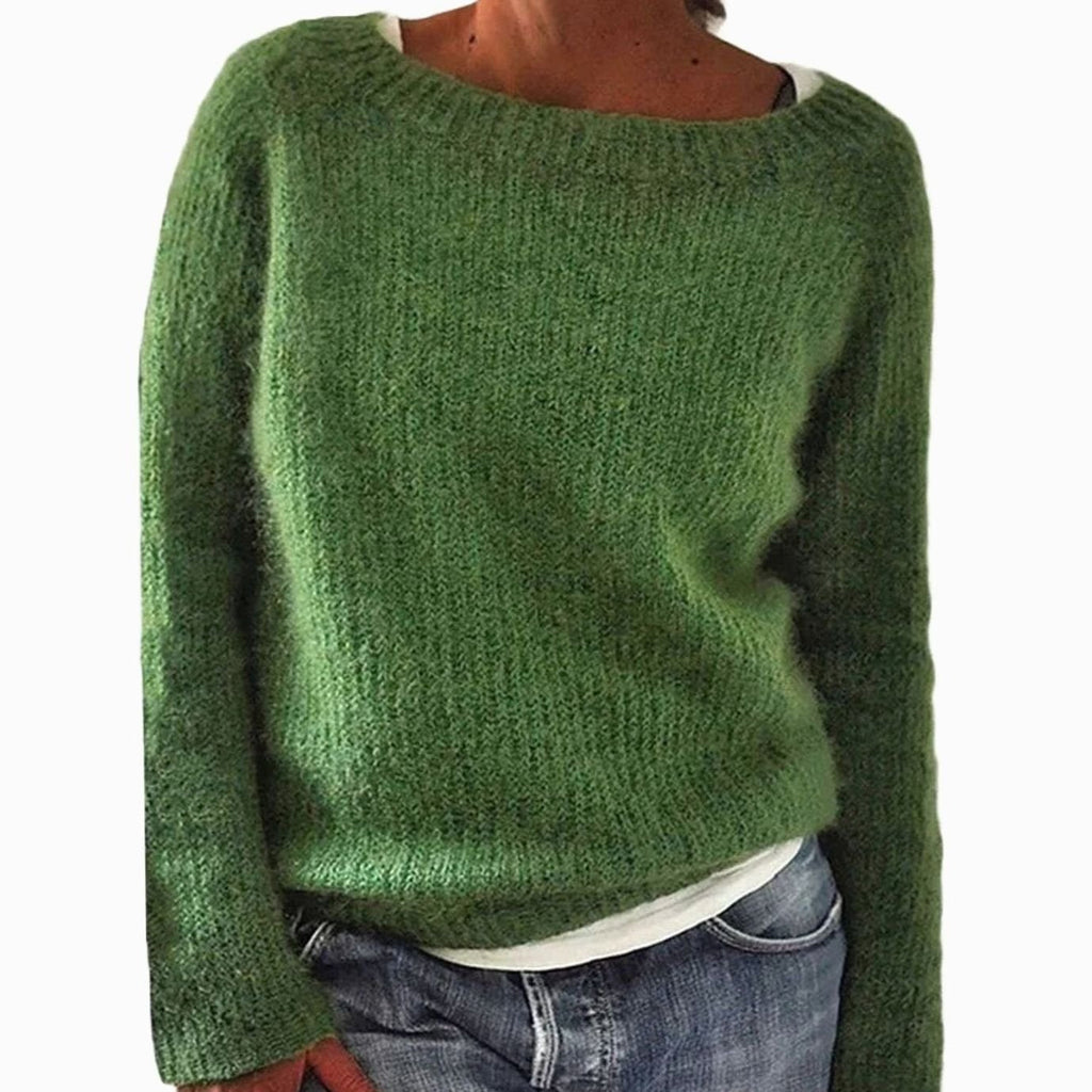 Isla | Women’s Boat-Neck Fuzzy Brushed-Knit Pullover Sweater