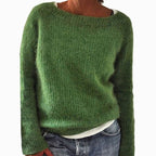 Isla | Women’s Boat-Neck Fuzzy Brushed-Knit Pullover Sweater
