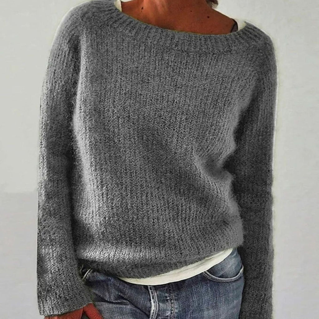 Isla | Women’s Boat-Neck Fuzzy Brushed-Knit Pullover Sweater
