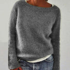 Isla | Women’s Boat-Neck Fuzzy Brushed-Knit Pullover Sweater