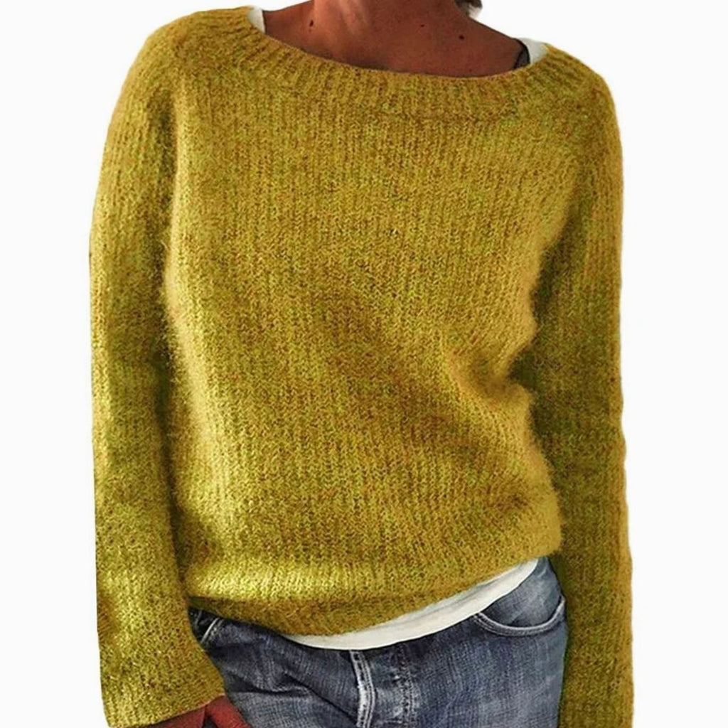 Isla | Women’s Boat-Neck Fuzzy Brushed-Knit Pullover Sweater