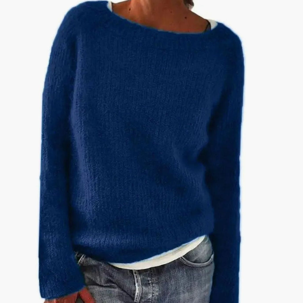 Isla | Women’s Boat-Neck Fuzzy Brushed-Knit Pullover Sweater