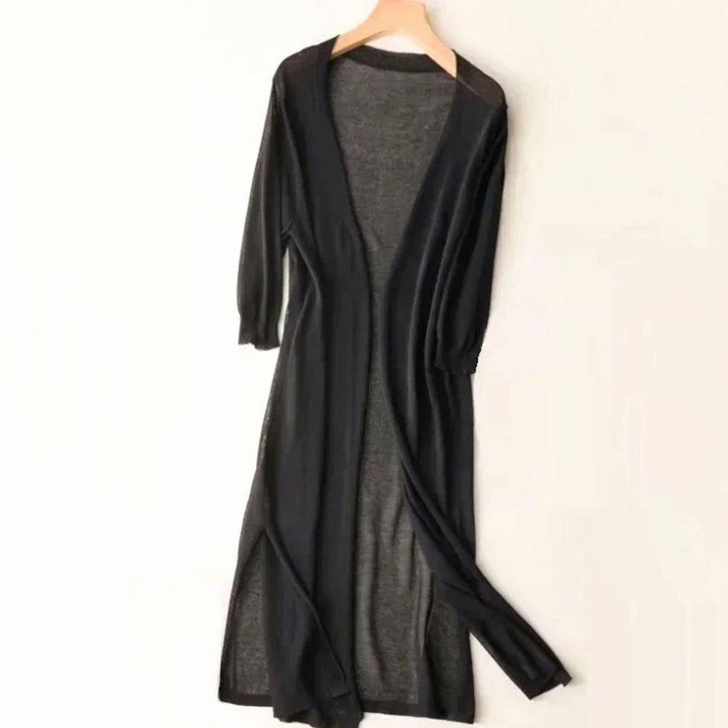 Lyra | Women’s Lightweight Open-Front Side-Slit Long Cardigan