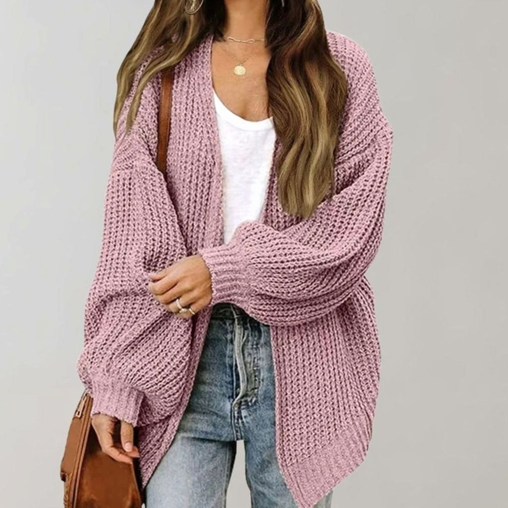 Nora | Women’s Open-Front Chunky Ribbed Balloon-Sleeve Cardigan