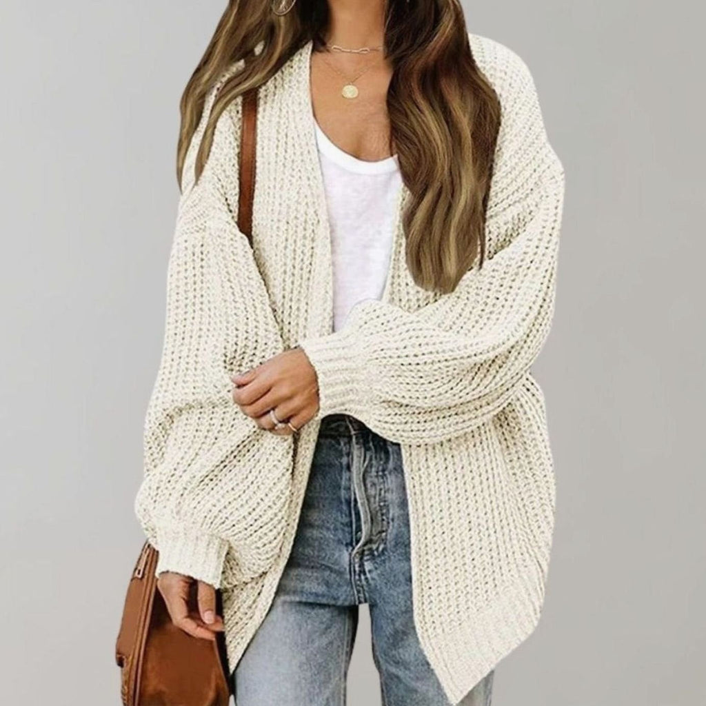 Nora | Women’s Open-Front Chunky Ribbed Balloon-Sleeve Cardigan
