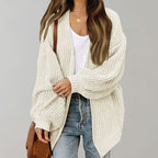 Nora | Women’s Open-Front Chunky Ribbed Balloon-Sleeve Cardigan