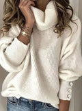 Vivienne | Women’s Cowl-Neck Button-Cuff Ribbed Knit Sweater