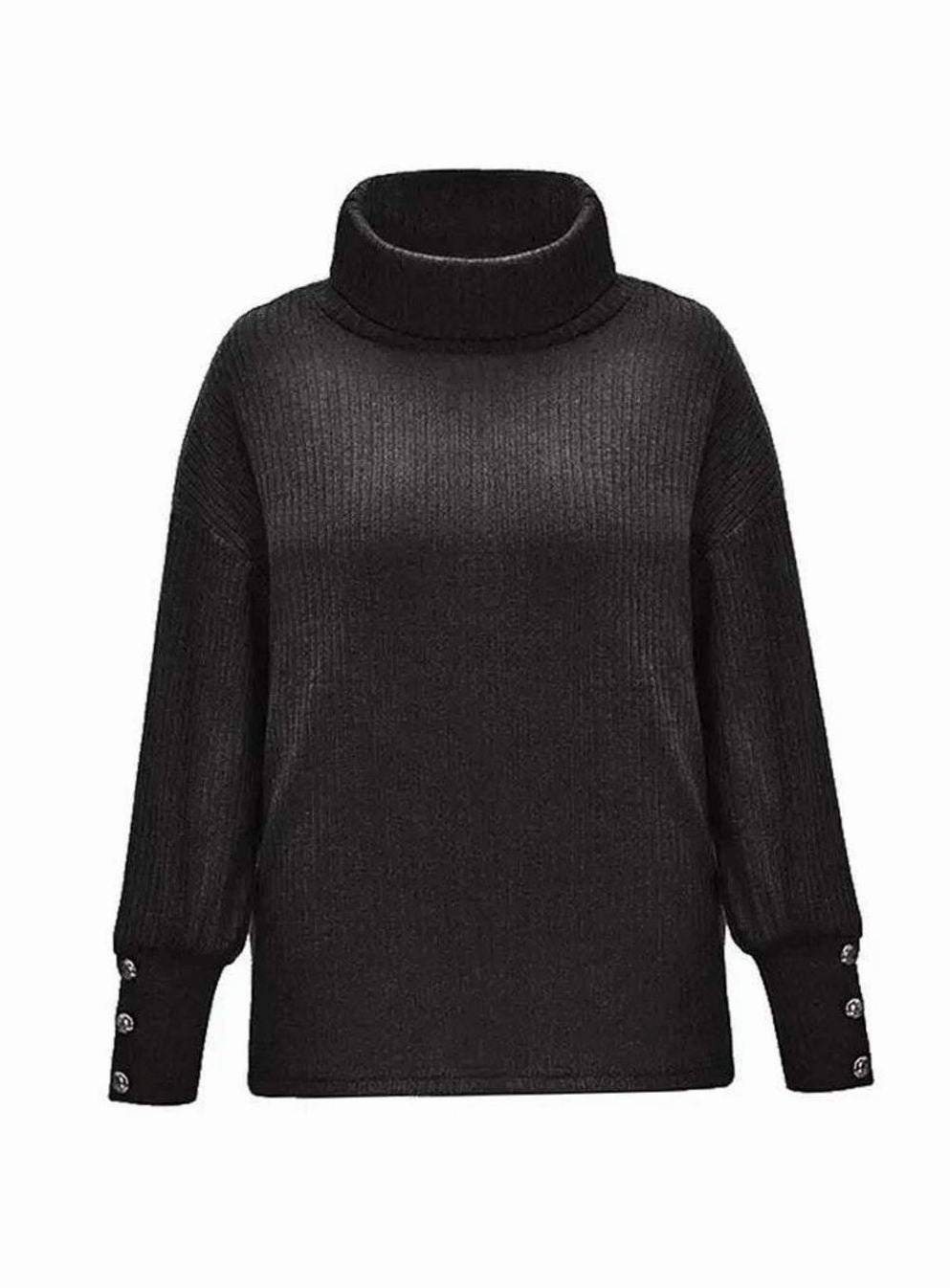 Vivienne | Women’s Cowl-Neck Button-Cuff Ribbed Knit Sweater
