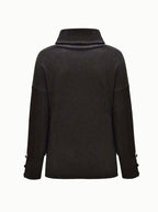 Vivienne | Women’s Cowl-Neck Button-Cuff Ribbed Knit Sweater
