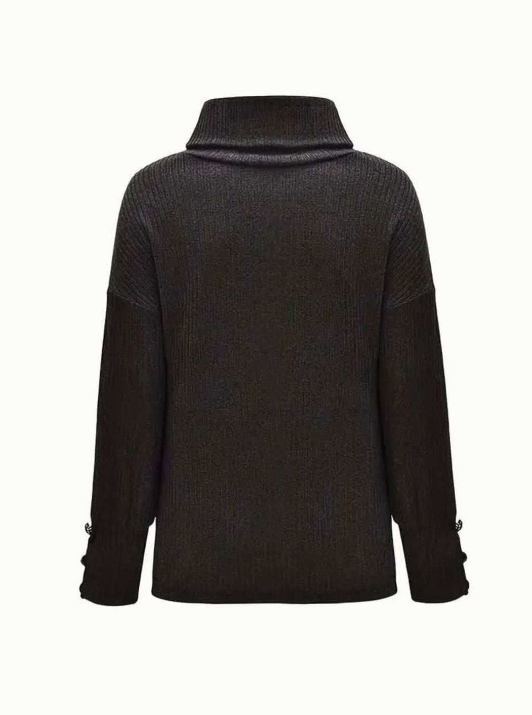 Vivienne | Women’s Cowl-Neck Button-Cuff Ribbed Knit Sweater