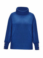 Vivienne | Women’s Cowl-Neck Button-Cuff Ribbed Knit Sweater