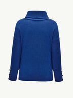 Vivienne | Women’s Cowl-Neck Button-Cuff Ribbed Knit Sweater