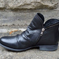 Mira | Women’s Ruched Leather Asymmetric-Zip Ankle Booties
